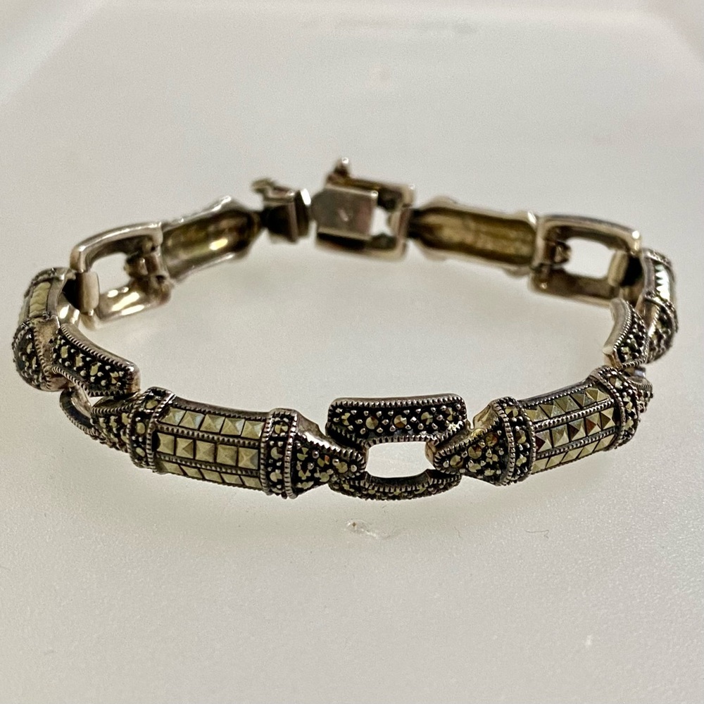 Judith Jack STERLING Silver Marcasite Art Deco bracelet vintage 1980s-1990s
